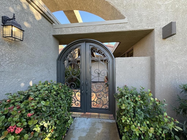 property entrance with french doors