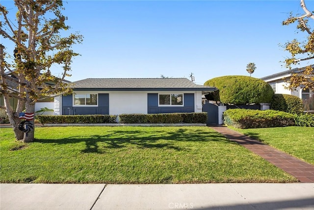 ranch-style house featuring a front yard