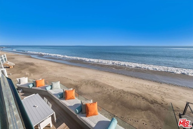 property view of water with a beach view