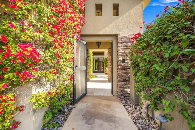 property entrance with french doors