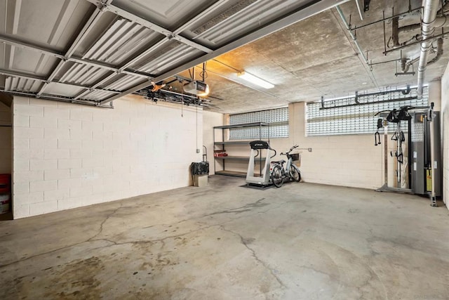 garage with a garage door opener