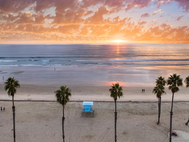 property view of water with a beach view