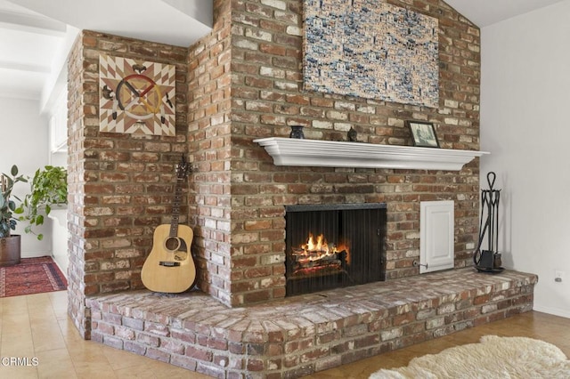 interior details with a fireplace