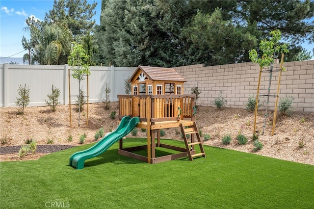 view of play area with a lawn