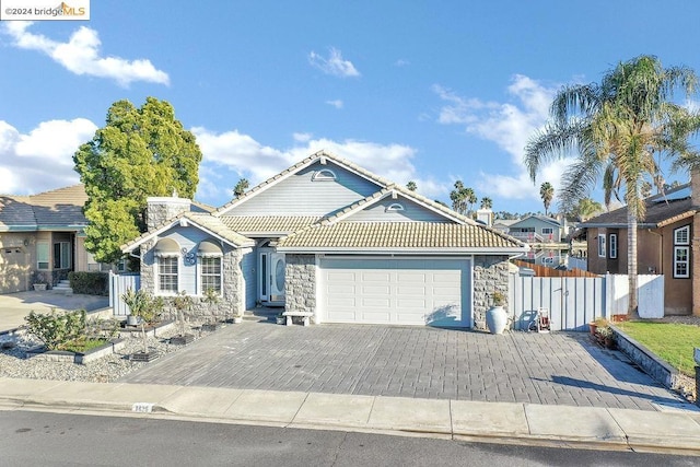 view of front of home with a garage