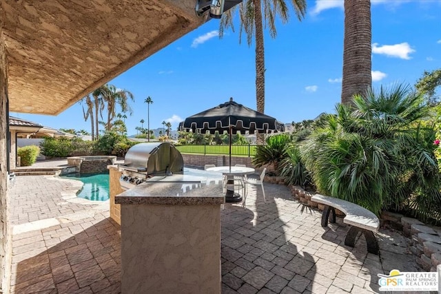 view of patio / terrace with area for grilling and exterior kitchen