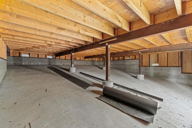 view of unfinished attic