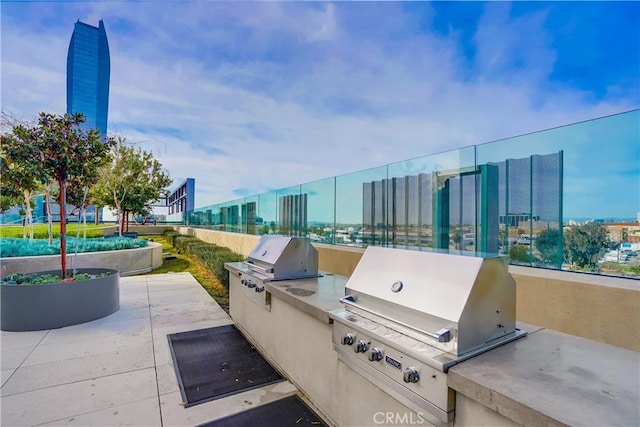 view of patio / terrace featuring area for grilling and an outdoor kitchen