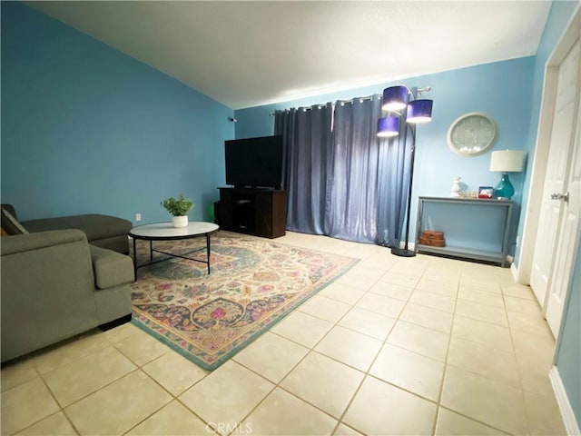 living room featuring light tile patterned flooring