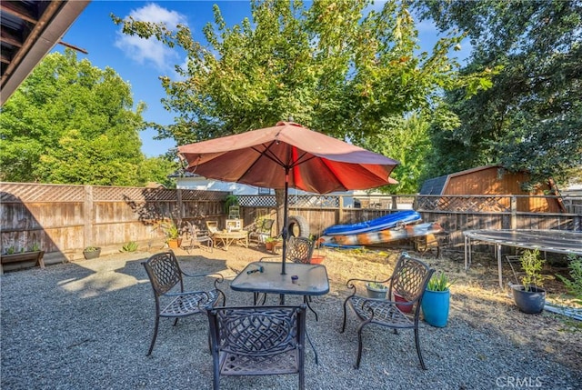 view of patio featuring a trampoline