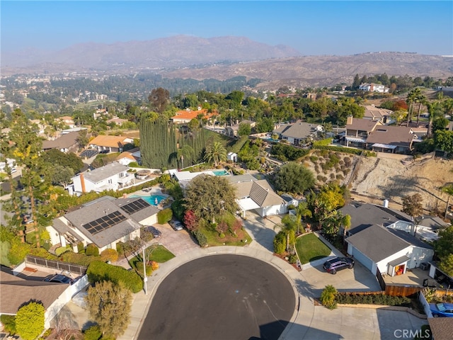 drone / aerial view with a mountain view