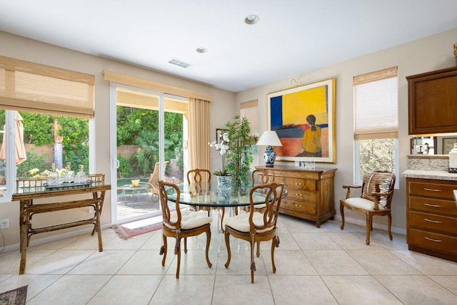 view of tiled dining space