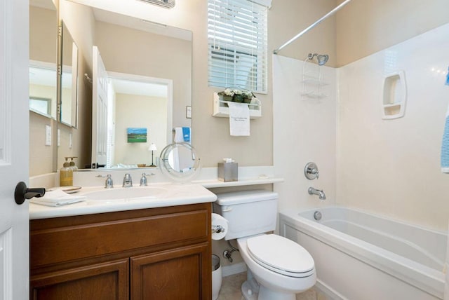 full bathroom with vanity, toilet, and shower / bathing tub combination