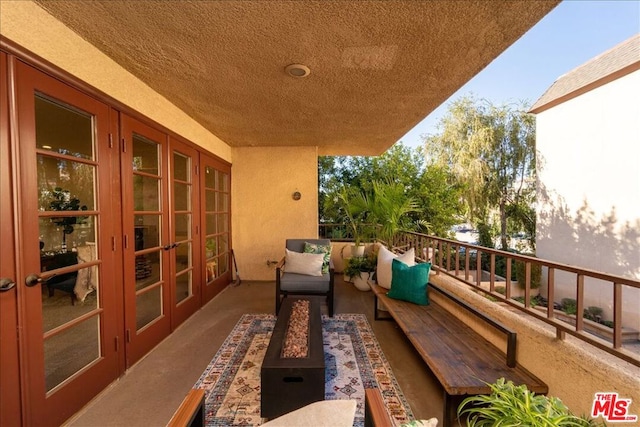 balcony with french doors