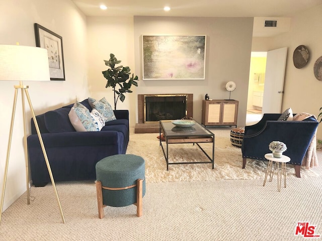 living room with carpet flooring