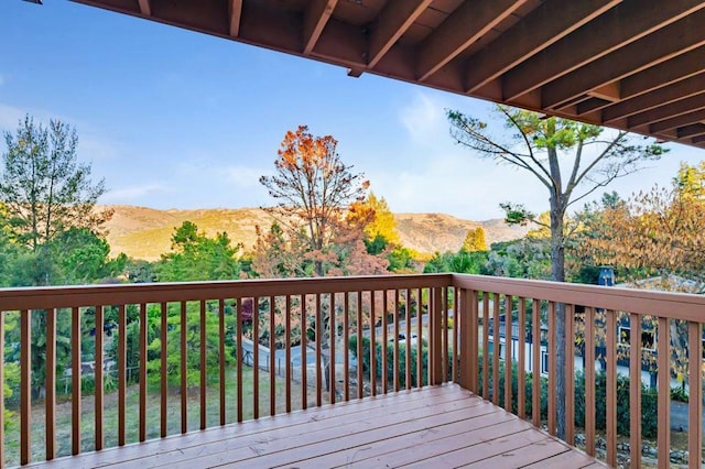 deck featuring a mountain view