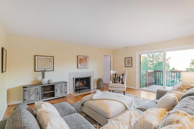 living room featuring light wood-type flooring