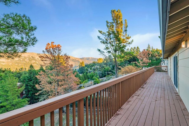 deck with a mountain view