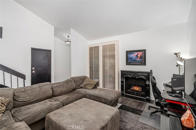 living room with wood-type flooring