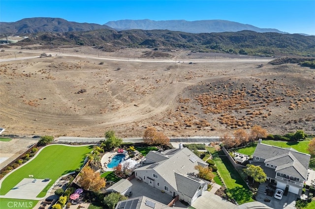 aerial view with a mountain view