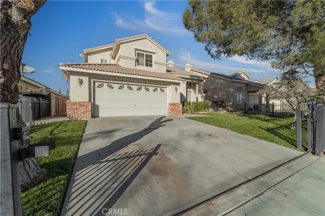 view of front facade featuring a garage and a front yard