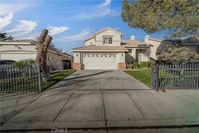 front of property featuring a front yard and a garage