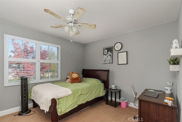 bedroom with carpet and ceiling fan