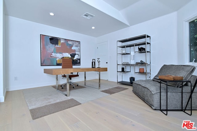 office featuring light wood-type flooring