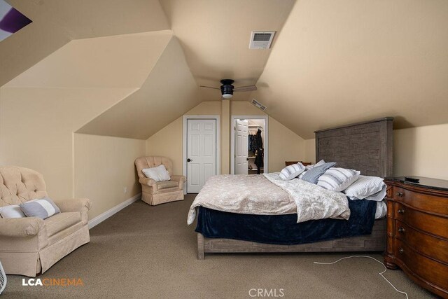 9120 Laramie Ave, Bakersfield, CA 93314 - bedroom with carpet flooring, a closet, a spacious closet, and vaulted ceiling