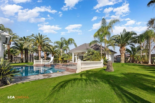 9120 Laramie Ave, Bakersfield, CA 93314 - view of swimming pool featuring a yard and a water slide