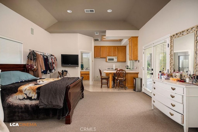 9120 Laramie Ave, Bakersfield, CA 93314 - carpeted bedroom featuring connected bathroom and vaulted ceiling