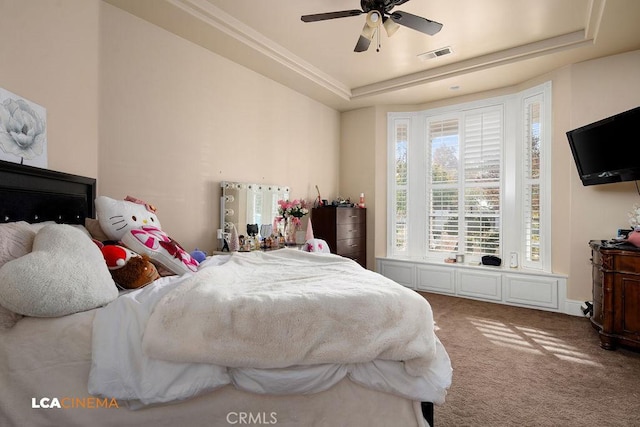 9120 Laramie Ave, Bakersfield, CA 93314 - carpeted bedroom with a raised ceiling and ceiling fan