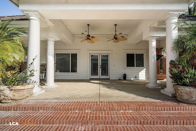 9120 Laramie Ave, Bakersfield, CA 93314 - view of patio featuring ceiling fan and french doors