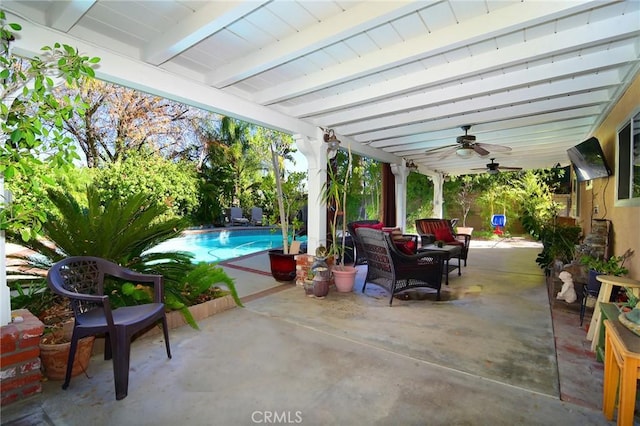 view of patio / terrace featuring outdoor lounge area and ceiling fan