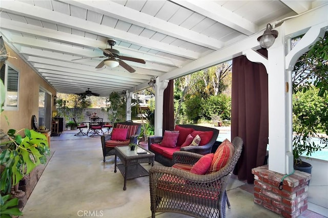 view of patio / terrace with outdoor lounge area and ceiling fan