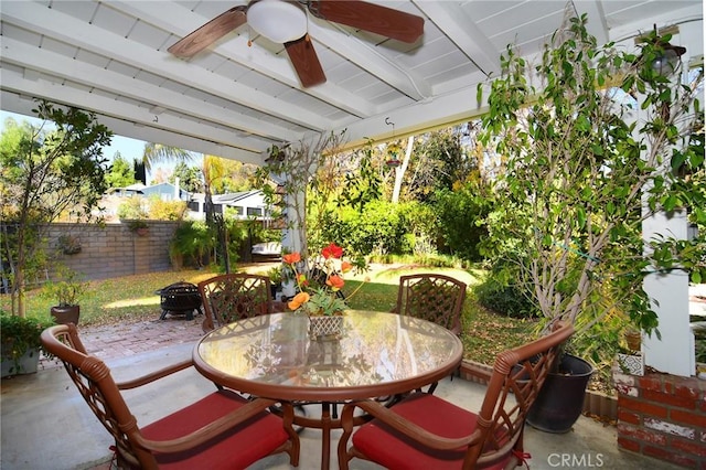 view of patio with ceiling fan