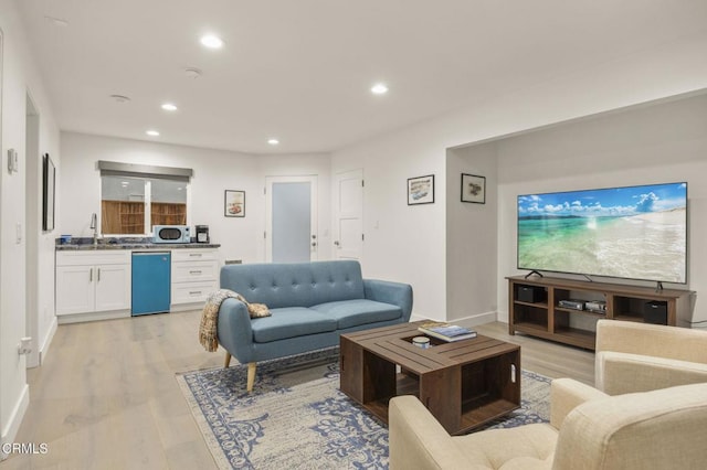 living room with sink