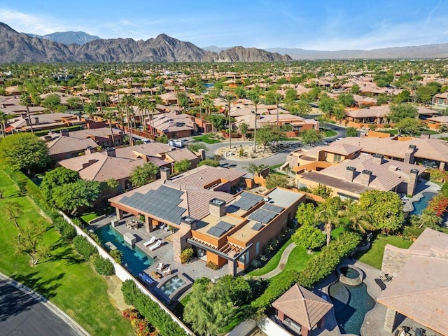 drone / aerial view with a mountain view