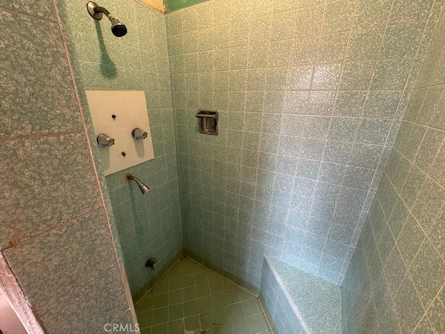 bathroom featuring a tile shower