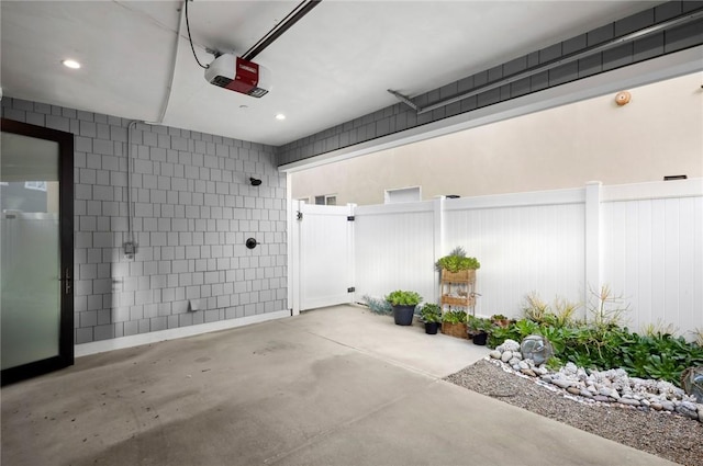 garage with a garage door opener