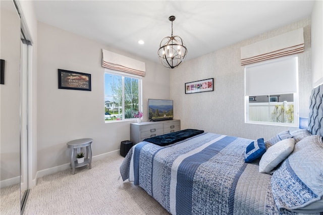 7631 Capstone Ct, Riverside, CA 92506 - bedroom featuring a chandelier, baseboards, and carpet