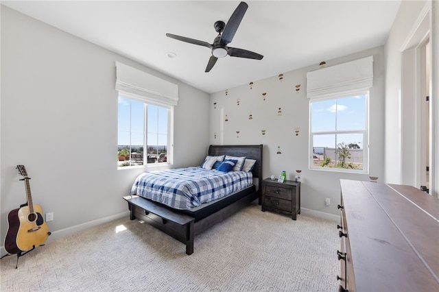 7631 Capstone Ct, Riverside, CA 92506 - bedroom featuring baseboards, light carpet, and ceiling fan