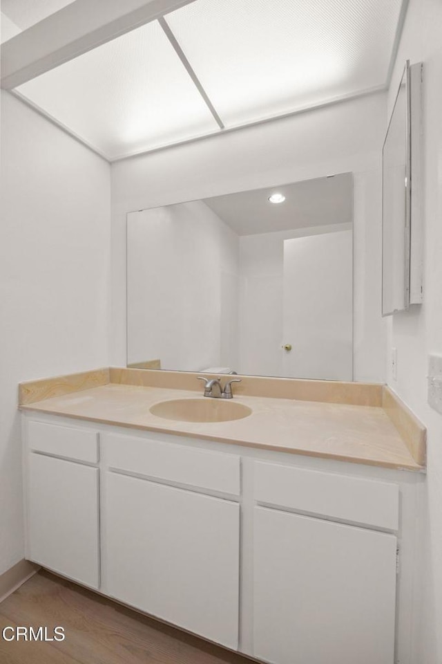 bathroom featuring wood finished floors and vanity