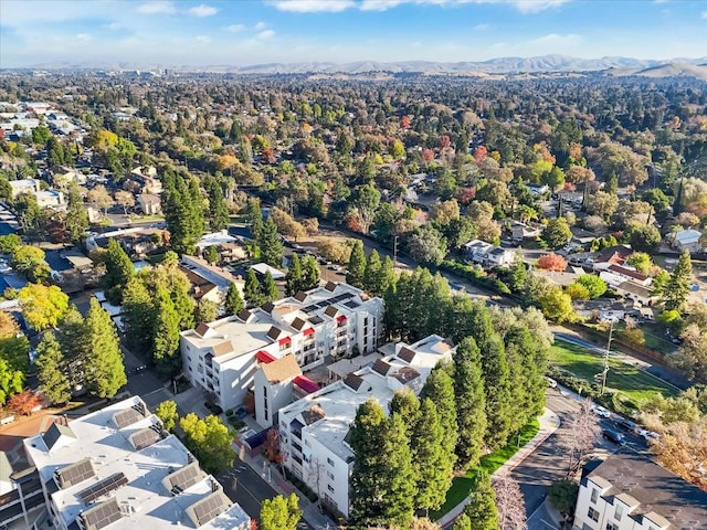 aerial view with a mountain view