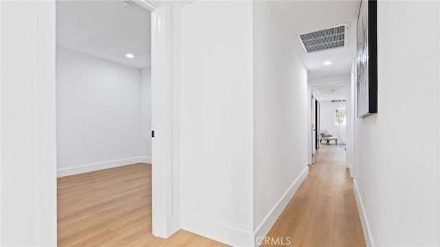 hallway featuring light wood-type flooring