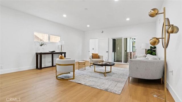 living room with light wood-type flooring