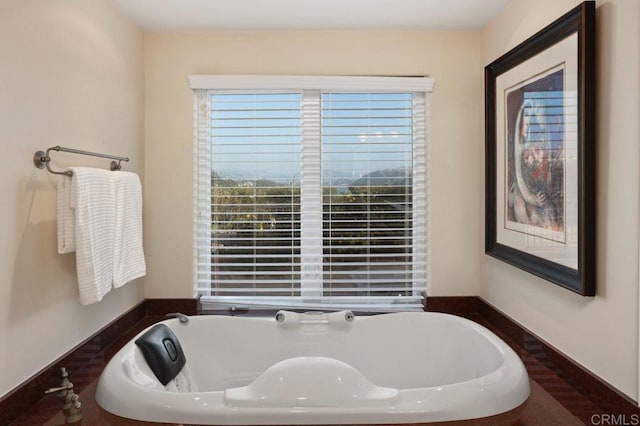 bathroom with a wealth of natural light and a bathtub