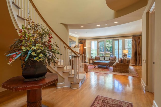 foyer entrance featuring light wood-type flooring