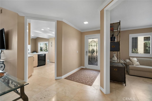 foyer entrance with crown molding