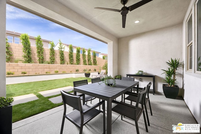 view of patio with ceiling fan